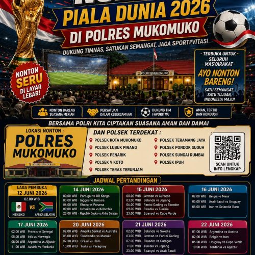 Polres Mukomuko Gelar Nobar Piala Dunia 2026, Terbuka untuk Umum